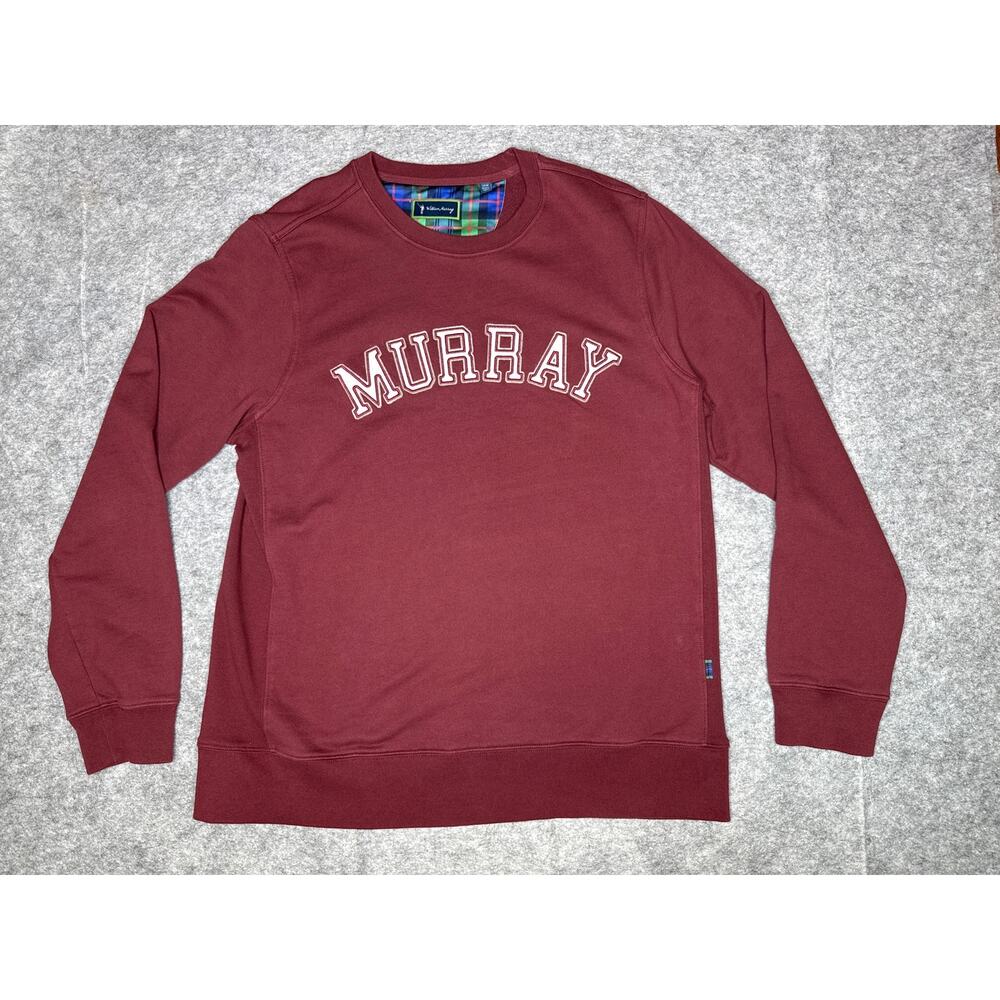 William Murray Golf Crewneck Sweatshirt Burgundy Spellout Logo Mens Size Large